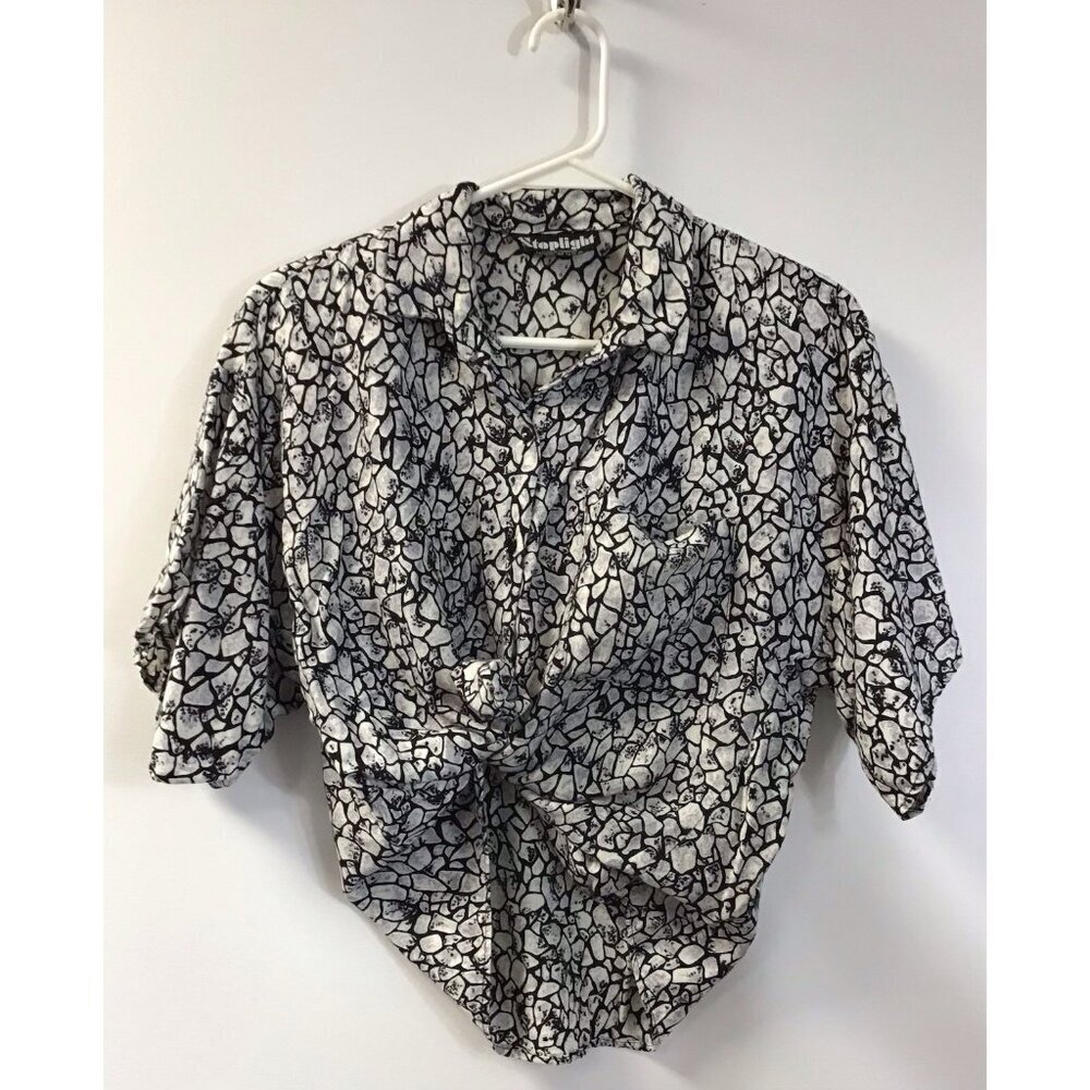 Vintage/Retro Stoplight of California Crop Shirt Size Medium Black Blouse Top 🤍